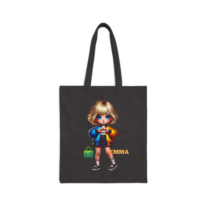 Chibi Tote Bag Girls- Cotton Canvas Tote (Customize with your Name)