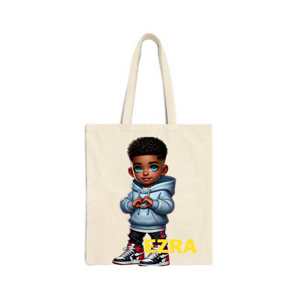 Chibi Tote Bag Boys - Cotton Canvas Tote (Customize with your Name)