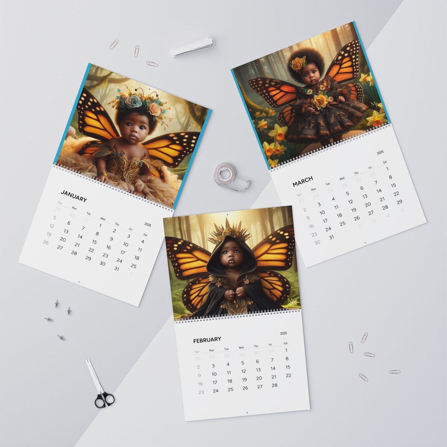 Baby Butterflies Design Wall Calendar 2025