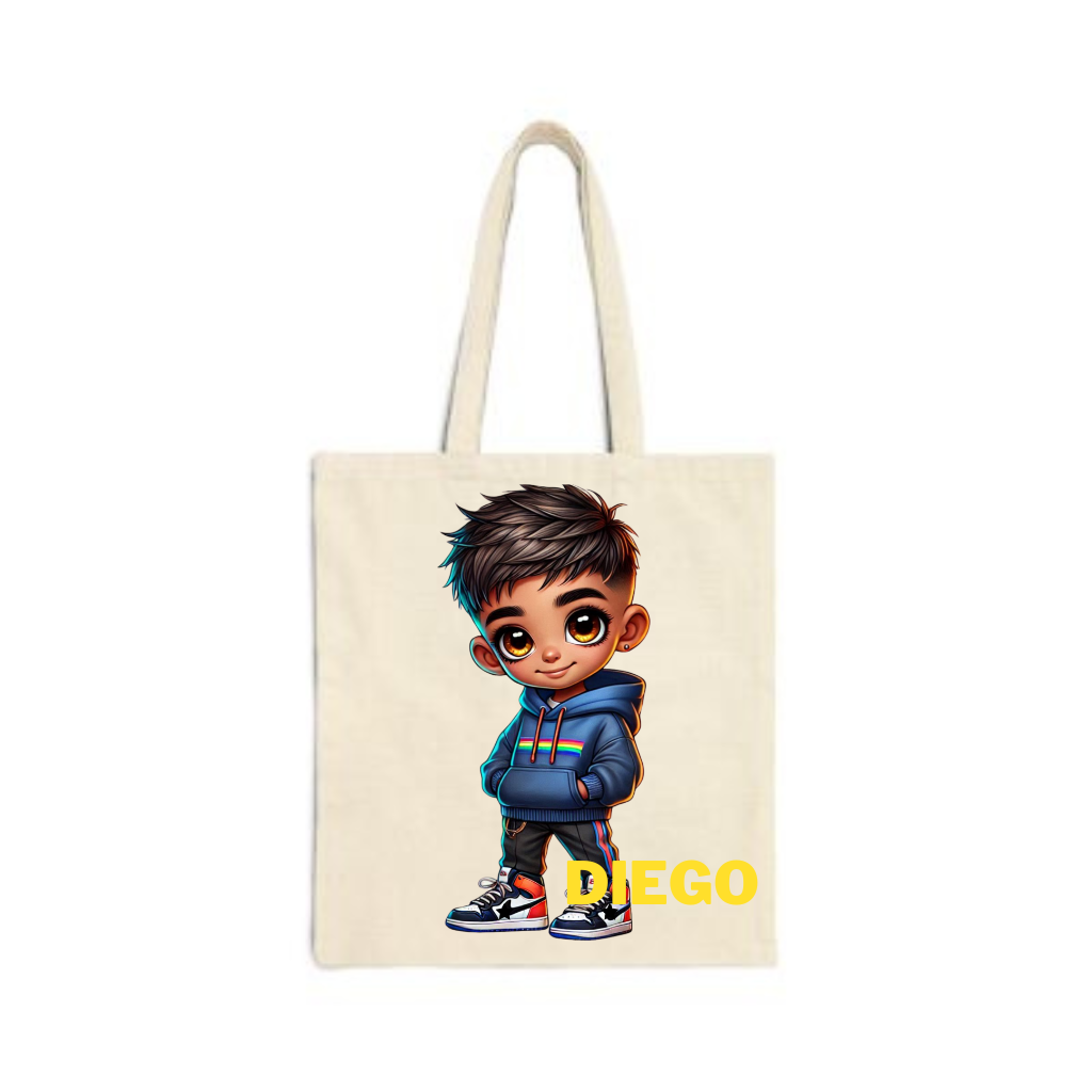 Chibi Tote Bag Boys - Cotton Canvas Tote (Customize with your Name)