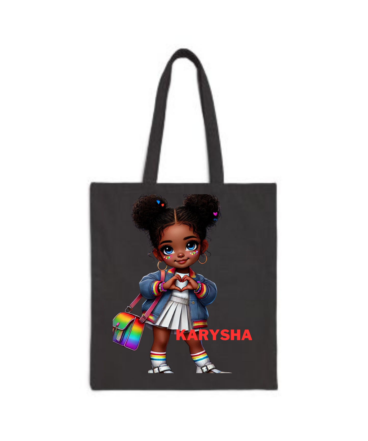 Chibi Tote Bag Girls - Cotton Canvas Tote (Customize with Name)