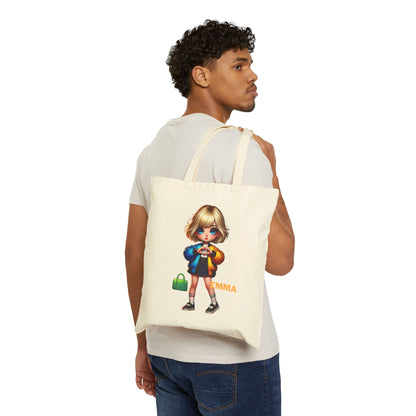 Chibi Tote Bag Girls- Cotton Canvas Tote (Customize with your Name)