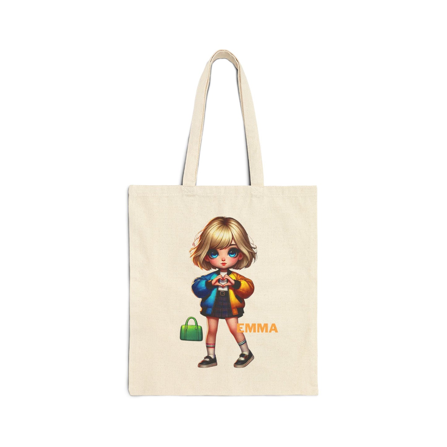 Chibi Tote Bag Girls- Cotton Canvas Tote (Customize with your Name)