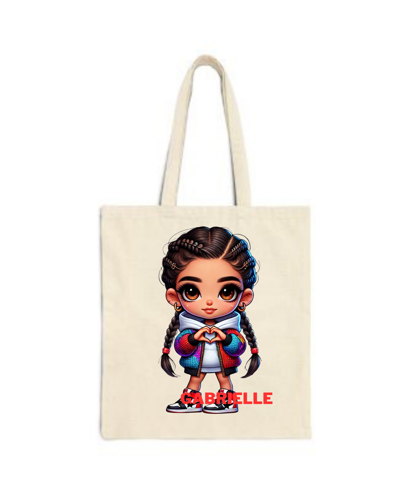 Chibi Tote Bag Girls - Cotton Canvas Tote (Customize with Name)