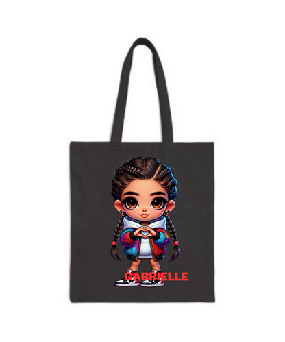 Chibi Tote Bag Girls - Cotton Canvas Tote (Customize with Name)