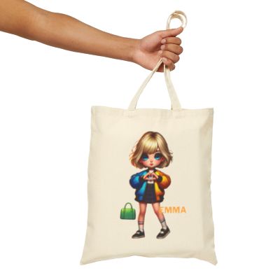 Chibi Tote Bag Girls - Cotton Canvas Tote (Customize with Name)