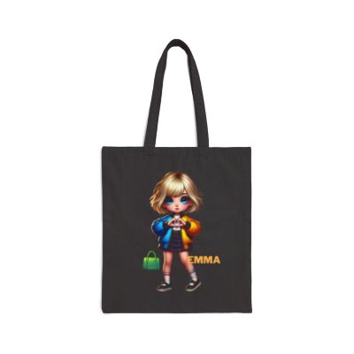 Chibi Tote Bag Girls - Cotton Canvas Tote (Customize with Name)