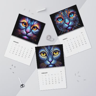 Blacklight Cat Images - Wall Calendar - 2025