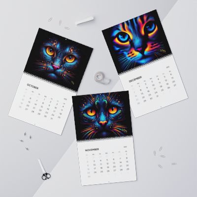 Blacklight Cat Images - Wall Calendar - 2025